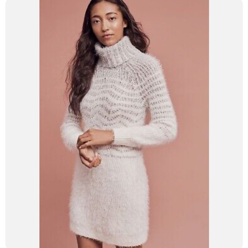 Anthropologie Sleeping On Snow Size XS Wool Alpaca Shelby Eyelash‎ Sweater Dress